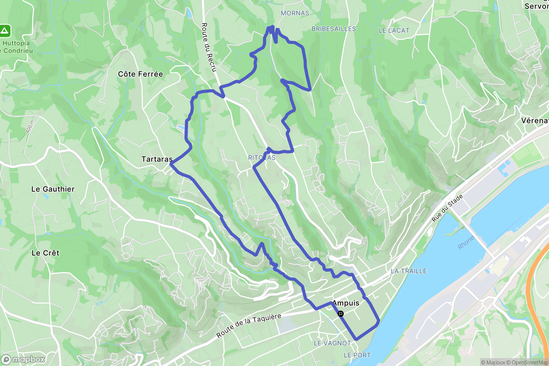 Ampuis : carte du parcours de randonnée - France