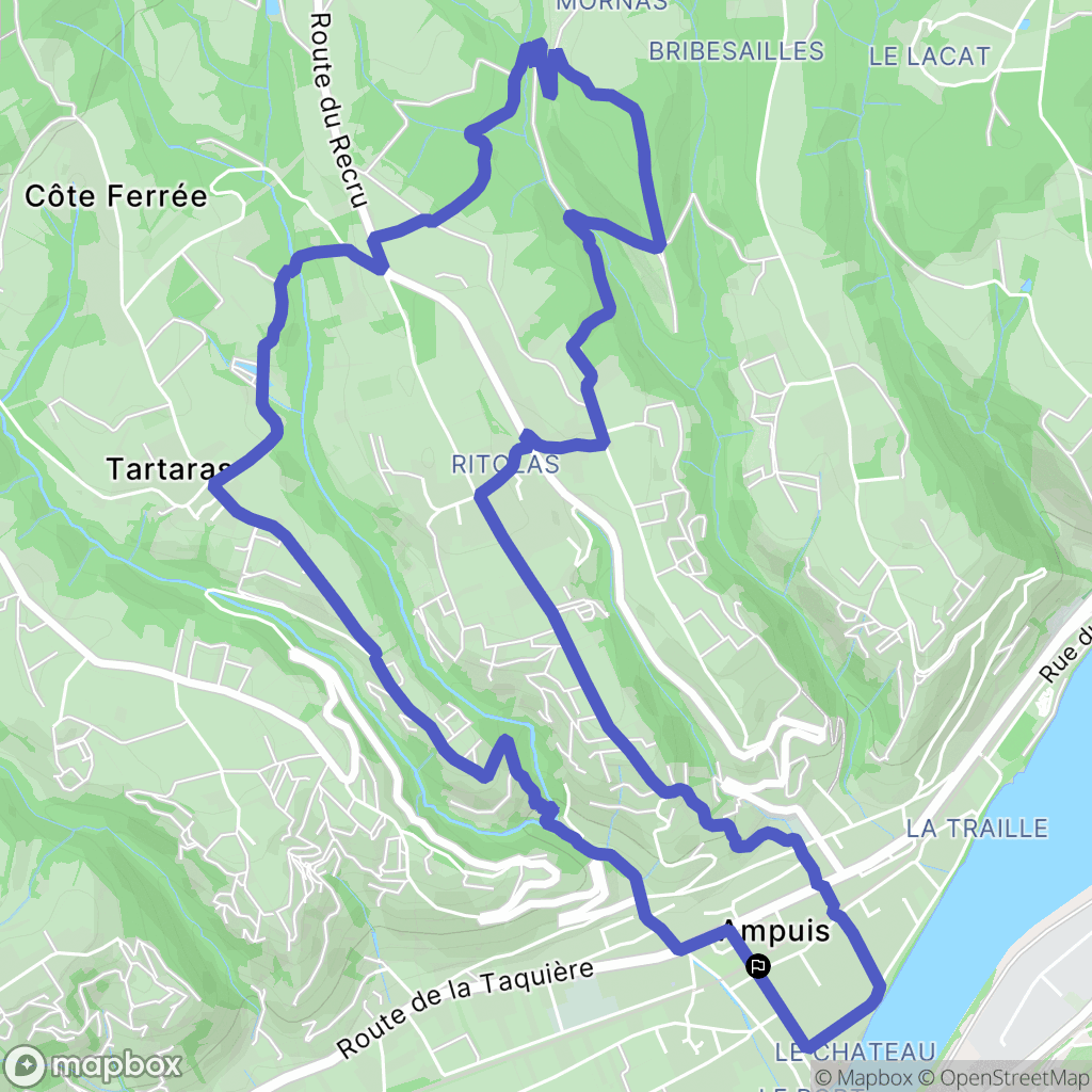 Ampuis : carte du parcours de randonnée - France