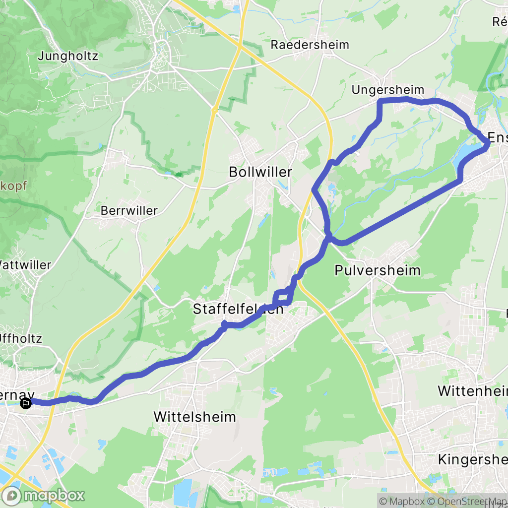 Cernay : carte du parcours de randonnée - France