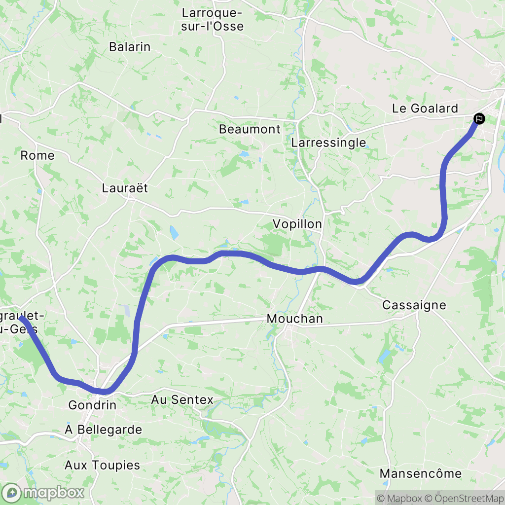 Condom : carte du parcours de randonnée - France