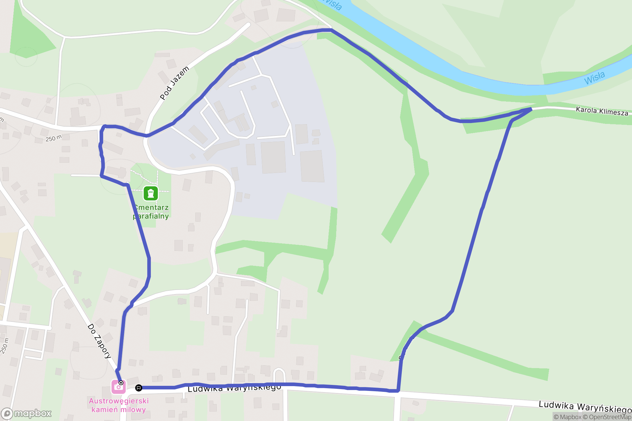 Zabrzeg: mapa trasy - Poland