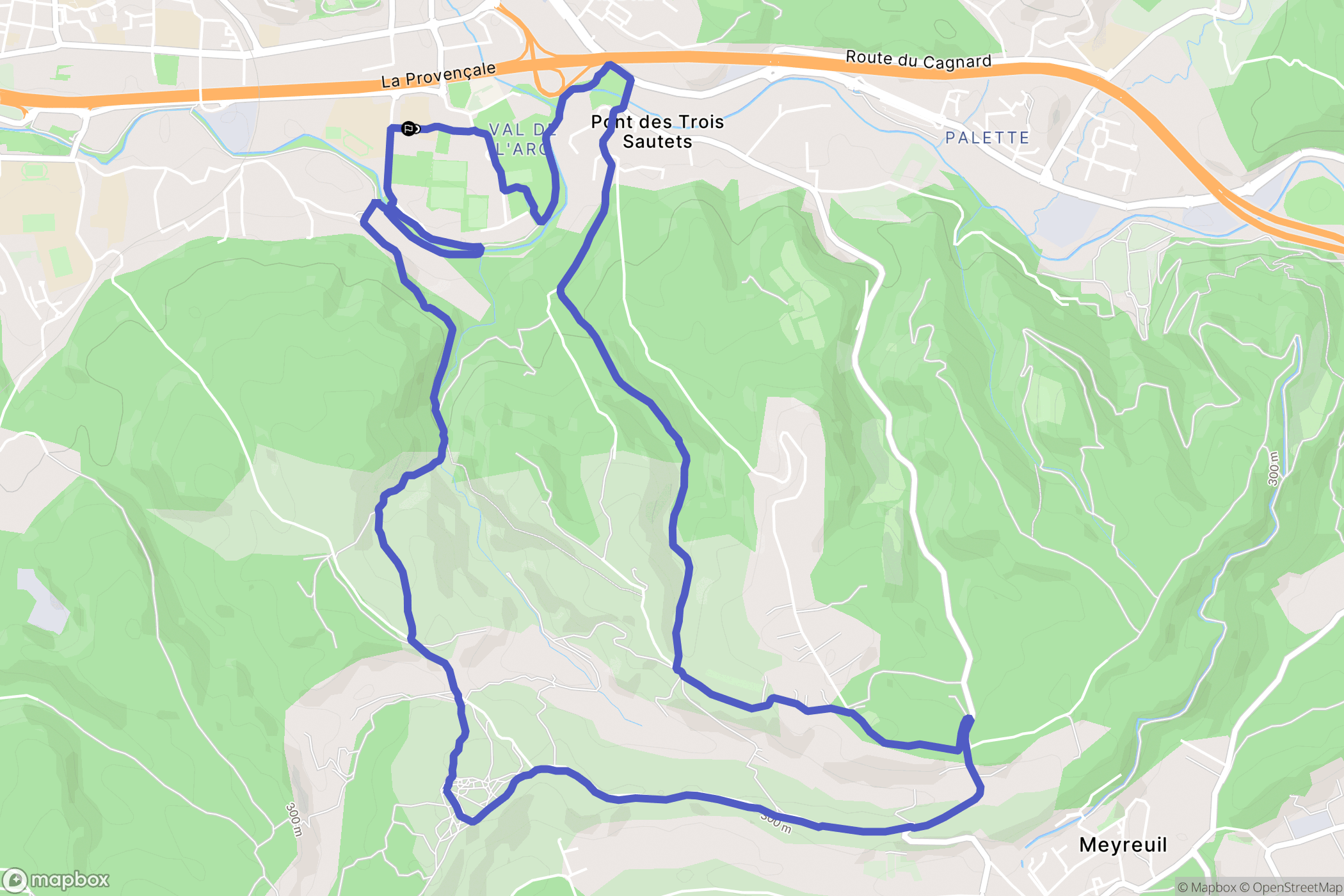Aix-en-Provence : carte du parcours de randonnée - France