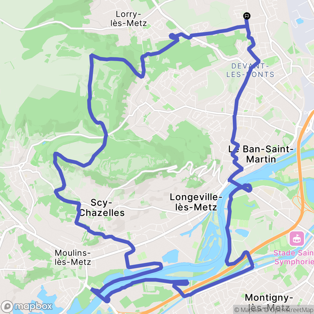 Woippy : carte du parcours de randonnée - France