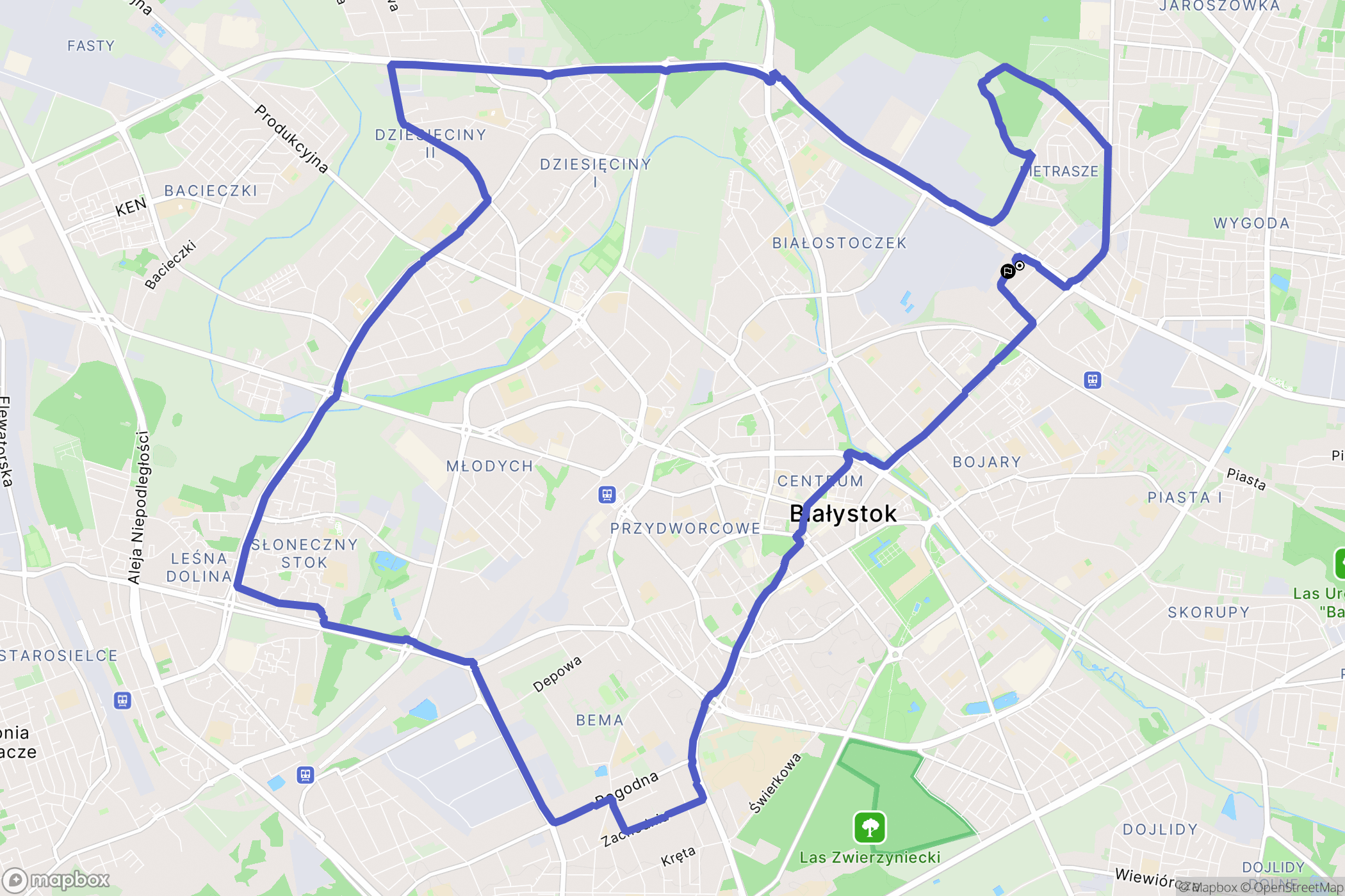 Białystok: mapa trasy - Poland