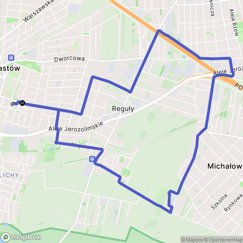 Piastów: mapa trasy - Poland