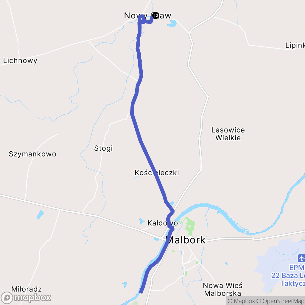 Nowy Staw: mapa trasy - Poland