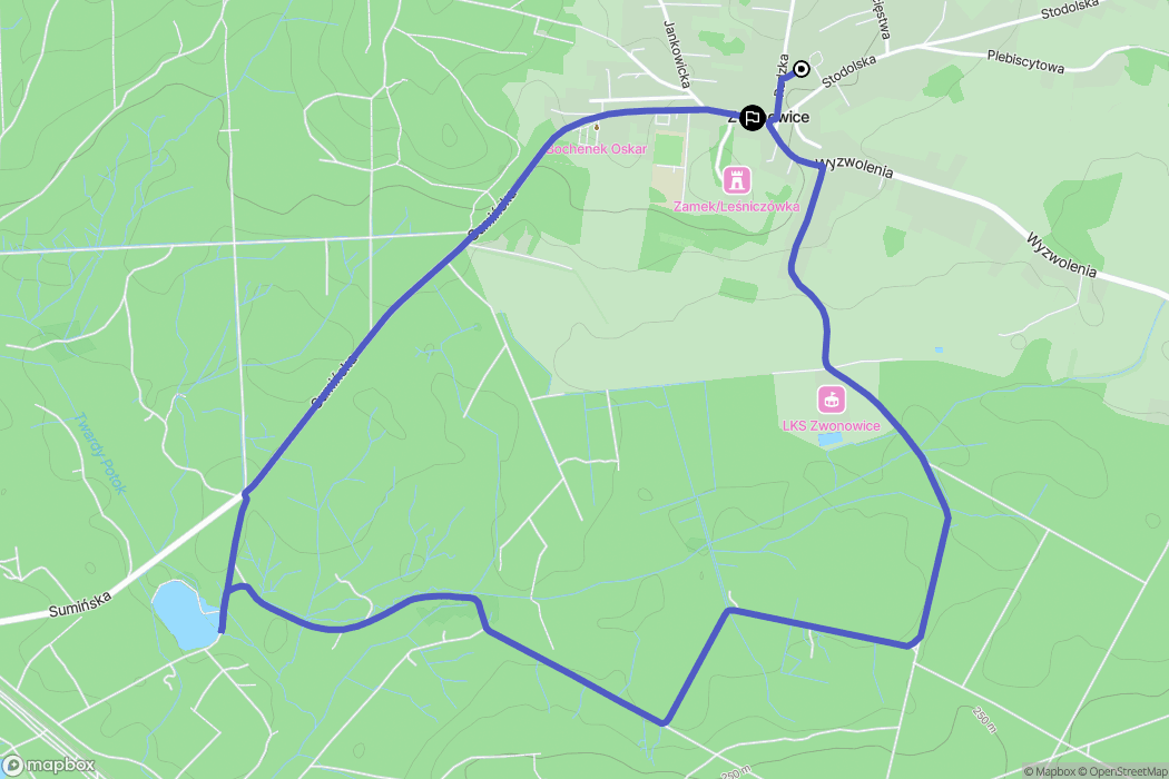Zwonowice: mapa trasy - Poland