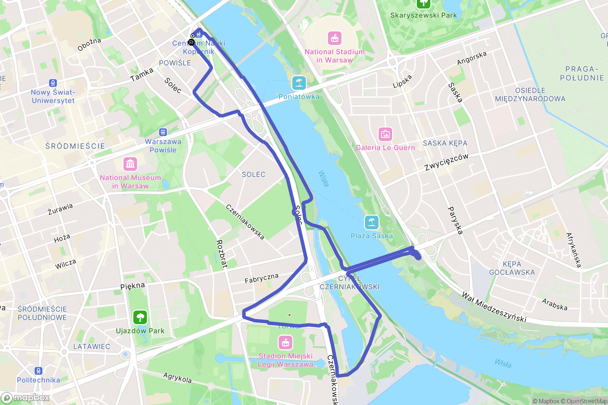 Warszawa: mapa trasy - Poland