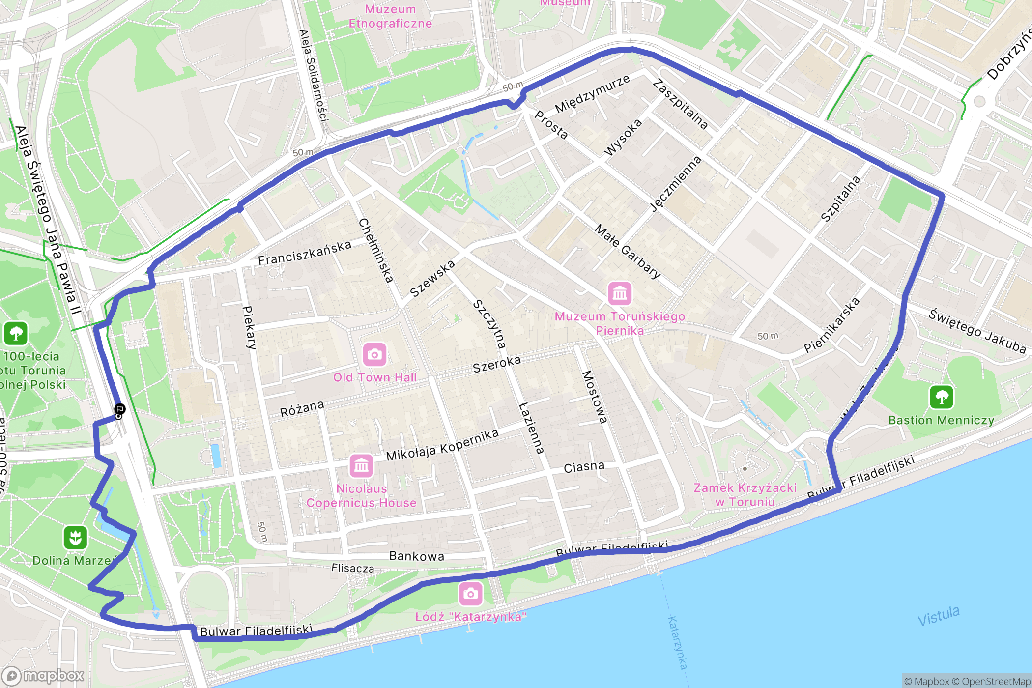 Toruń: mapa trasy - Poland