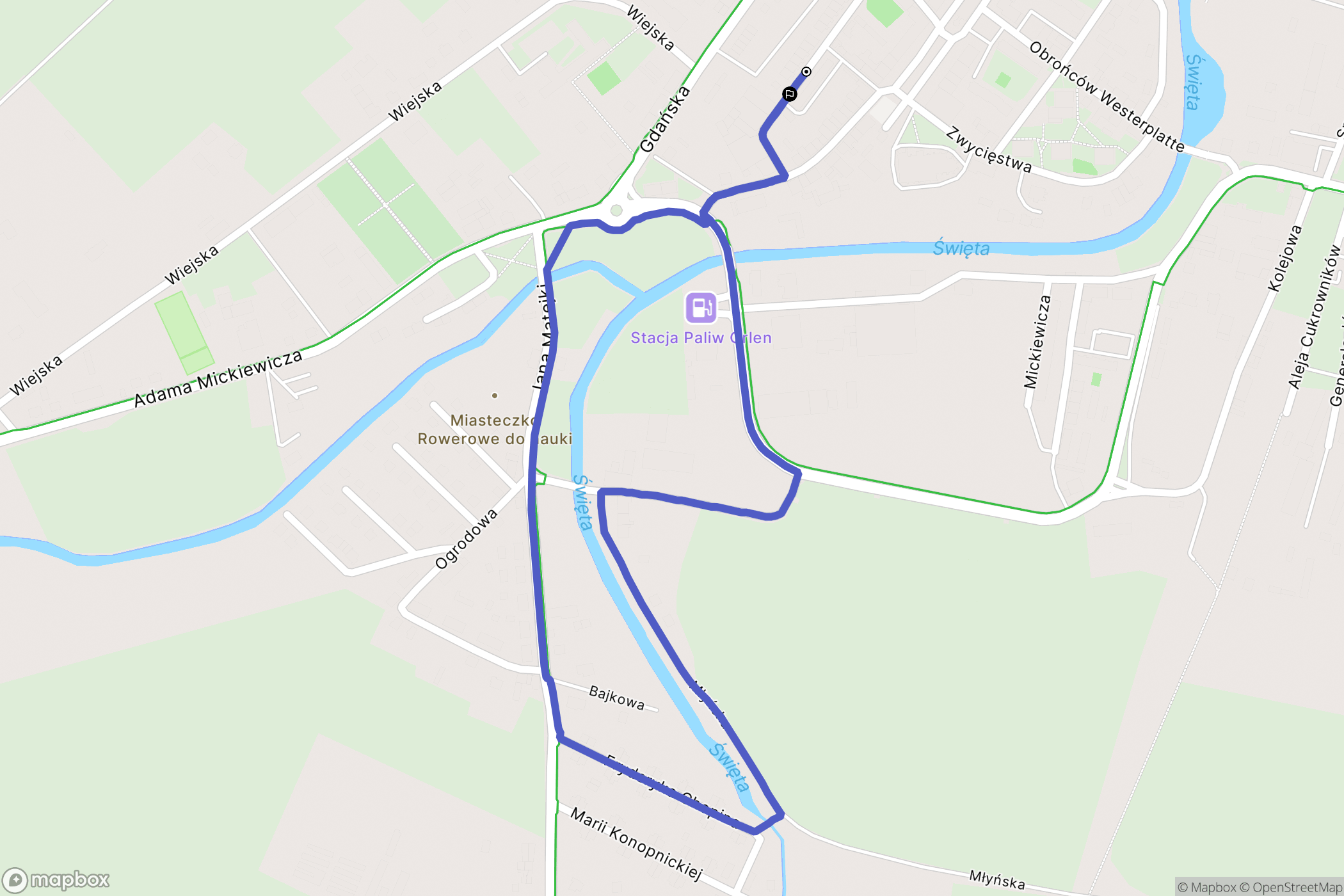 Nowy Staw: mapa trasy - Poland