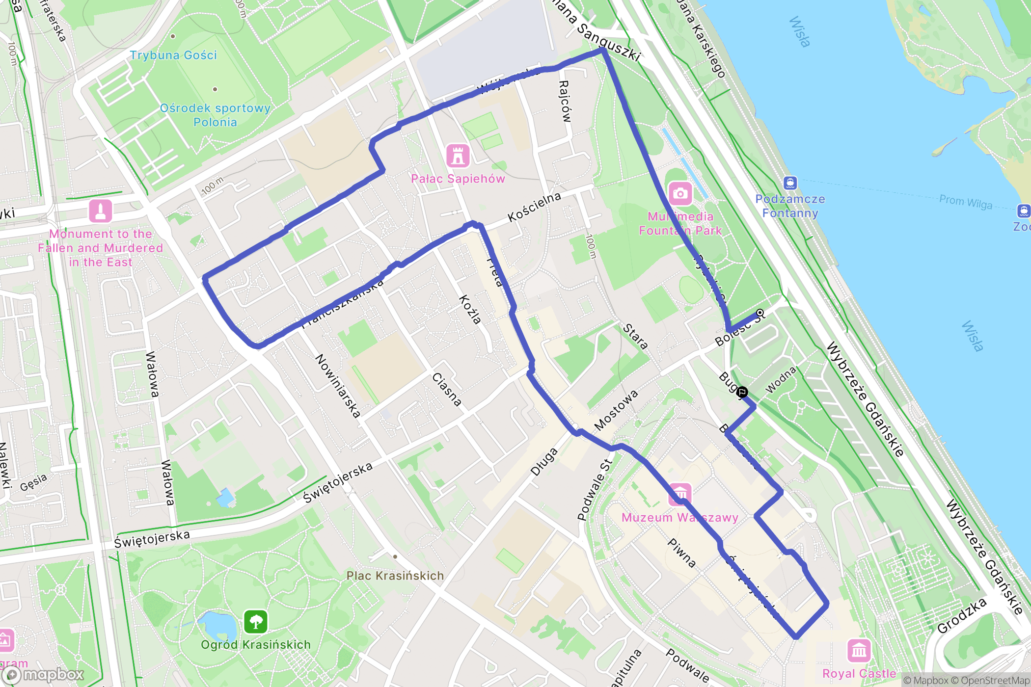 Warszawa: mapa trasy - Poland