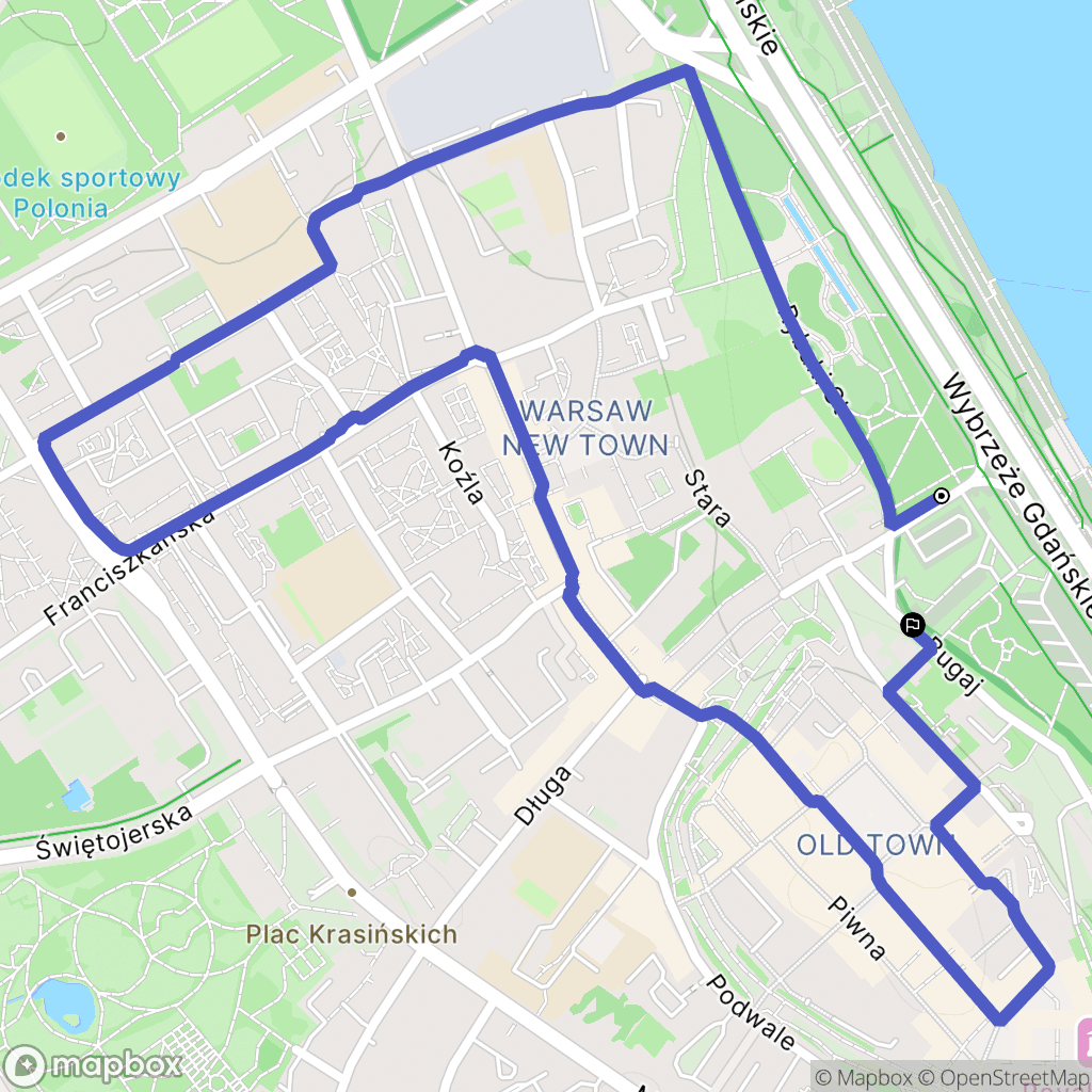 Warszawa: mapa trasy - Poland