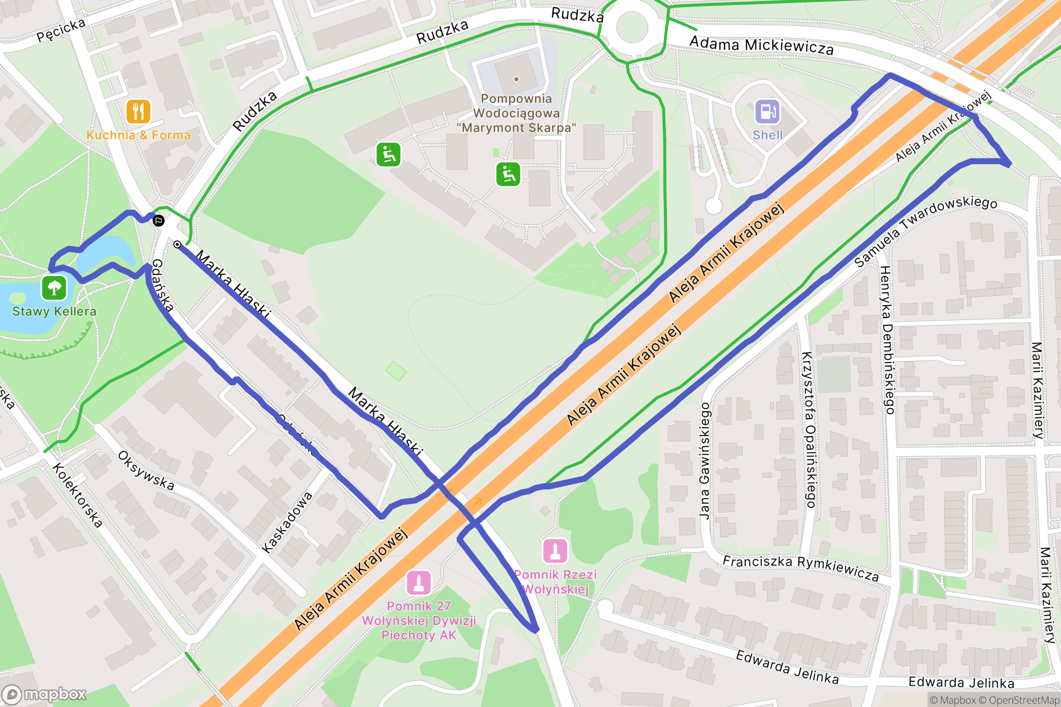 Warszawa: mapa trasy - Poland