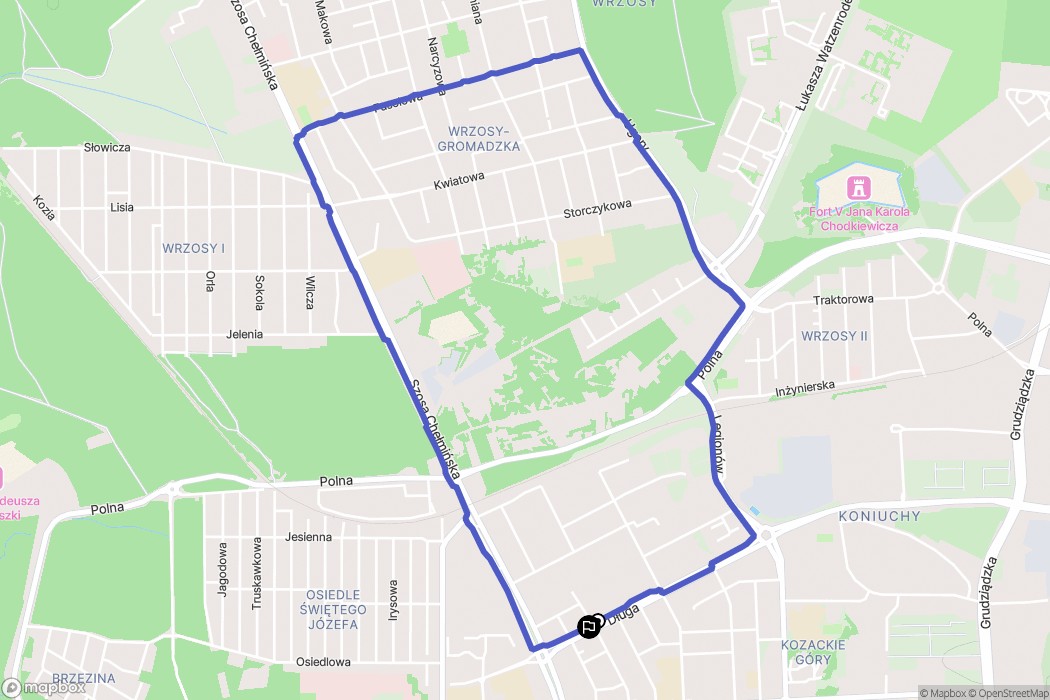 Toruń: mapa trasy - Poland