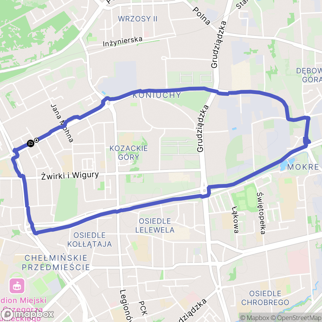 Toruń: mapa trasy - Poland
