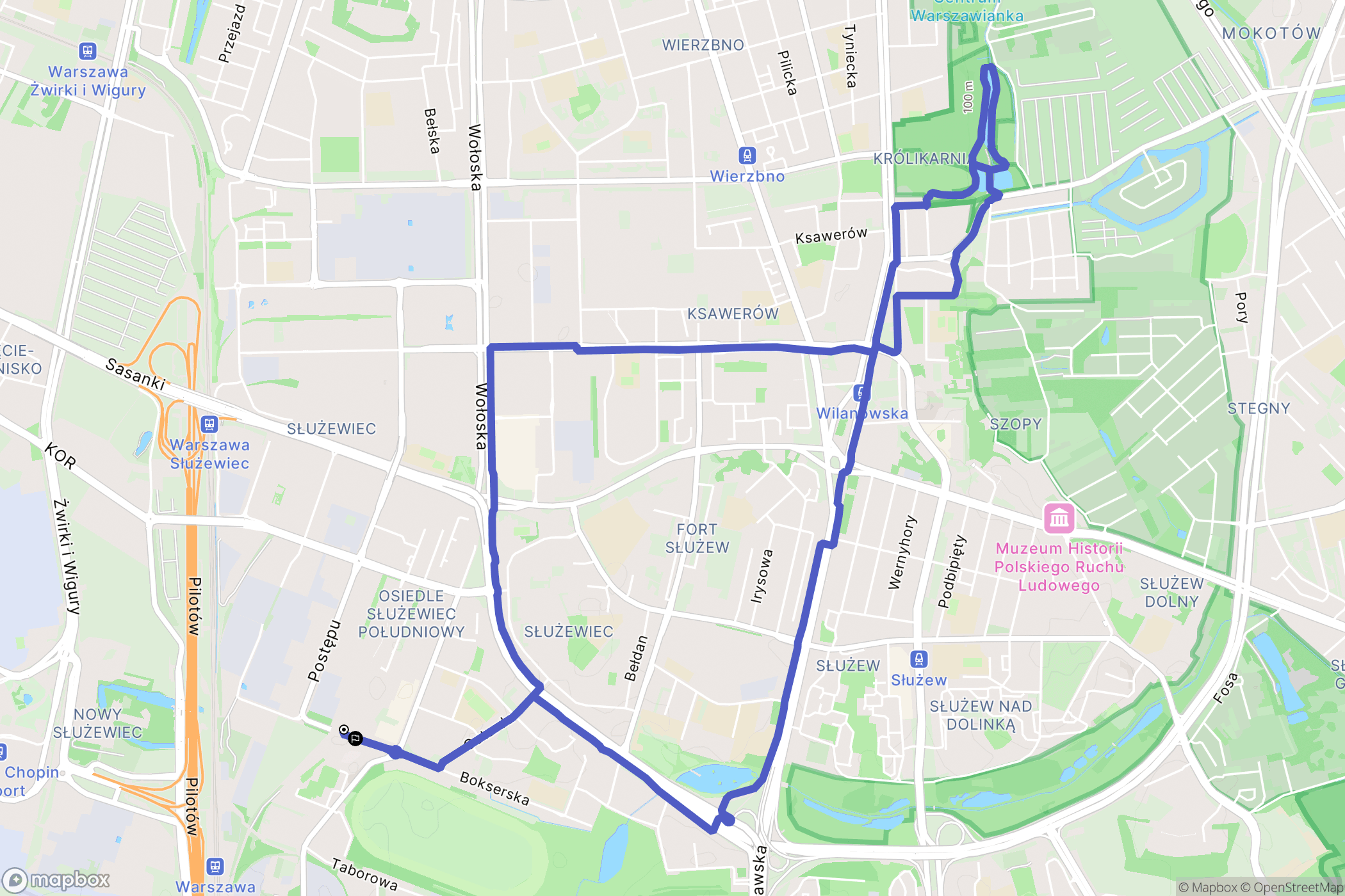 Warszawa: mapa trasy - Poland