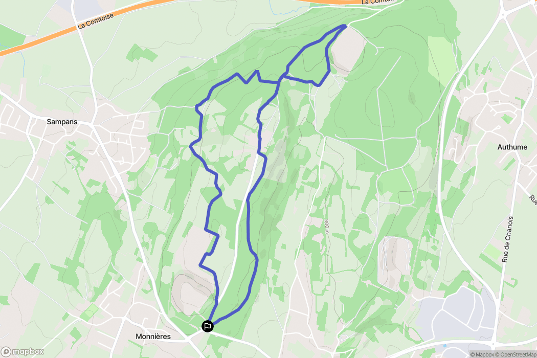 Monnières : carte du parcours de randonnée - France