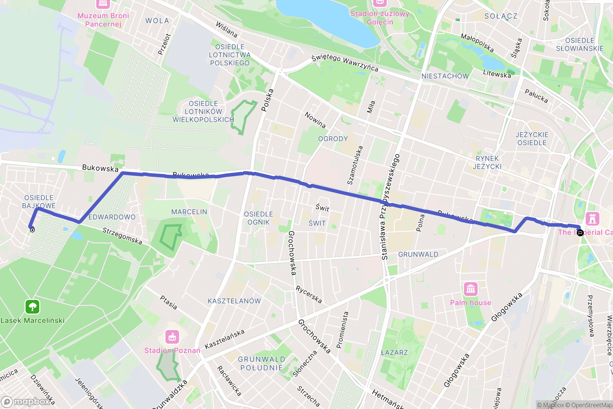 Poznań: mapa trasy - Poland