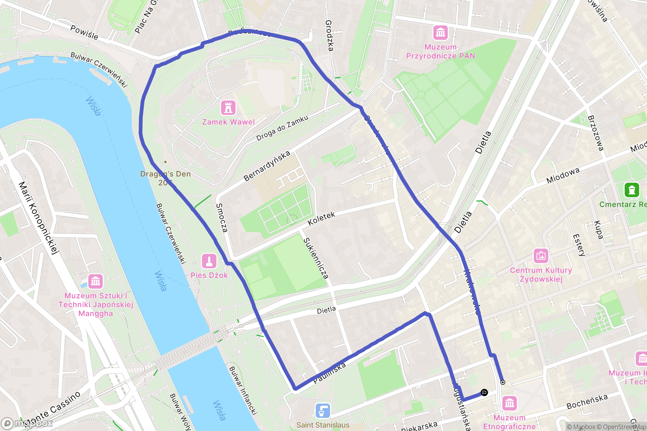 Kraków: mapa trasy - Poland