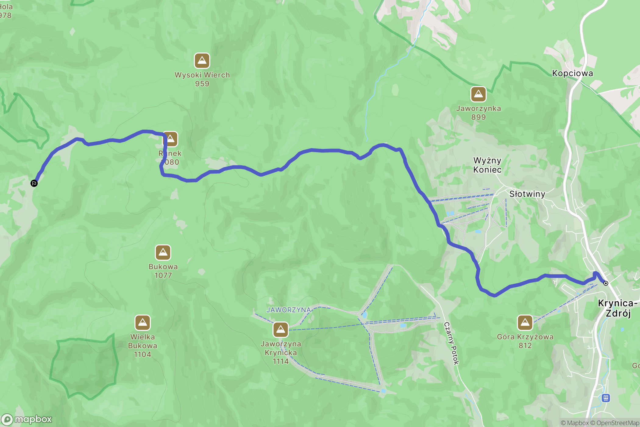 Krynica-Zdrój: mapa trasy - Poland