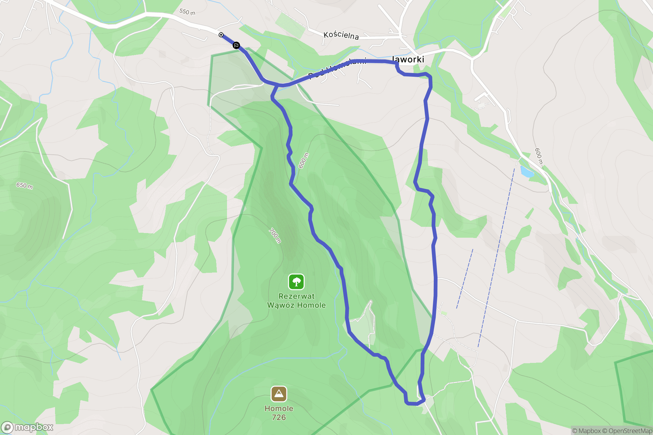 Jaworki: mapa trasy - Poland