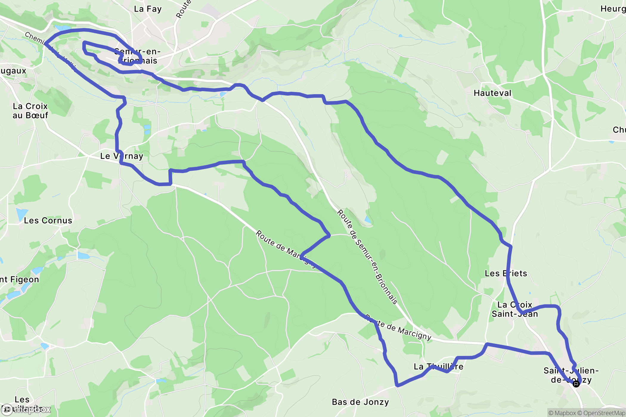 Saint-Julien-de-Jonzy : carte du parcours de randonnée - France