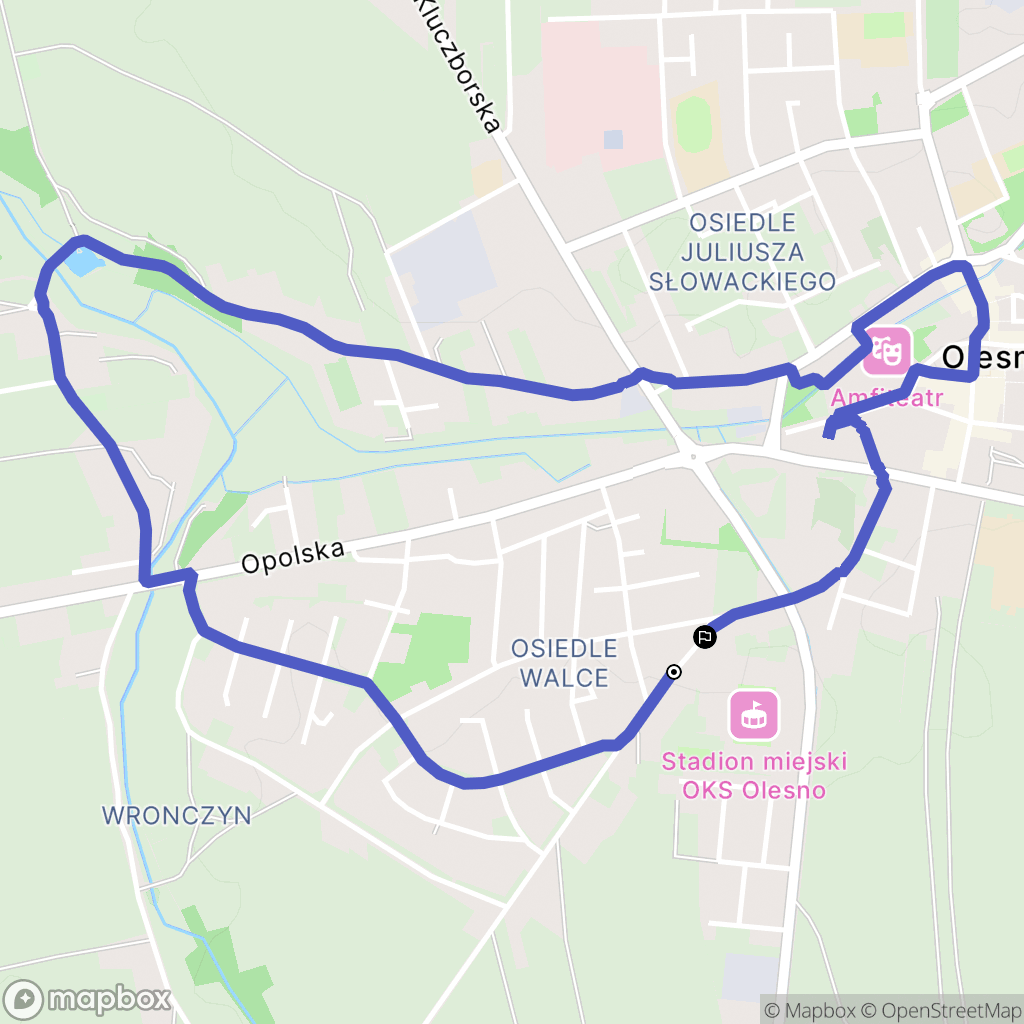 Olesno: mapa trasy - Poland
