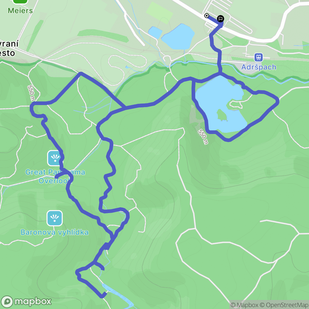 Adršpach: mapa trasy - Czechia