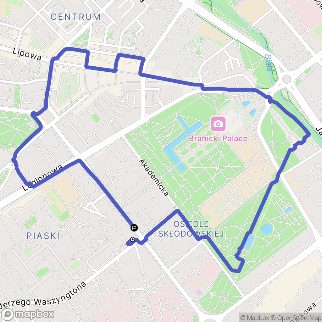 Białystok: mapa trasy - Poland