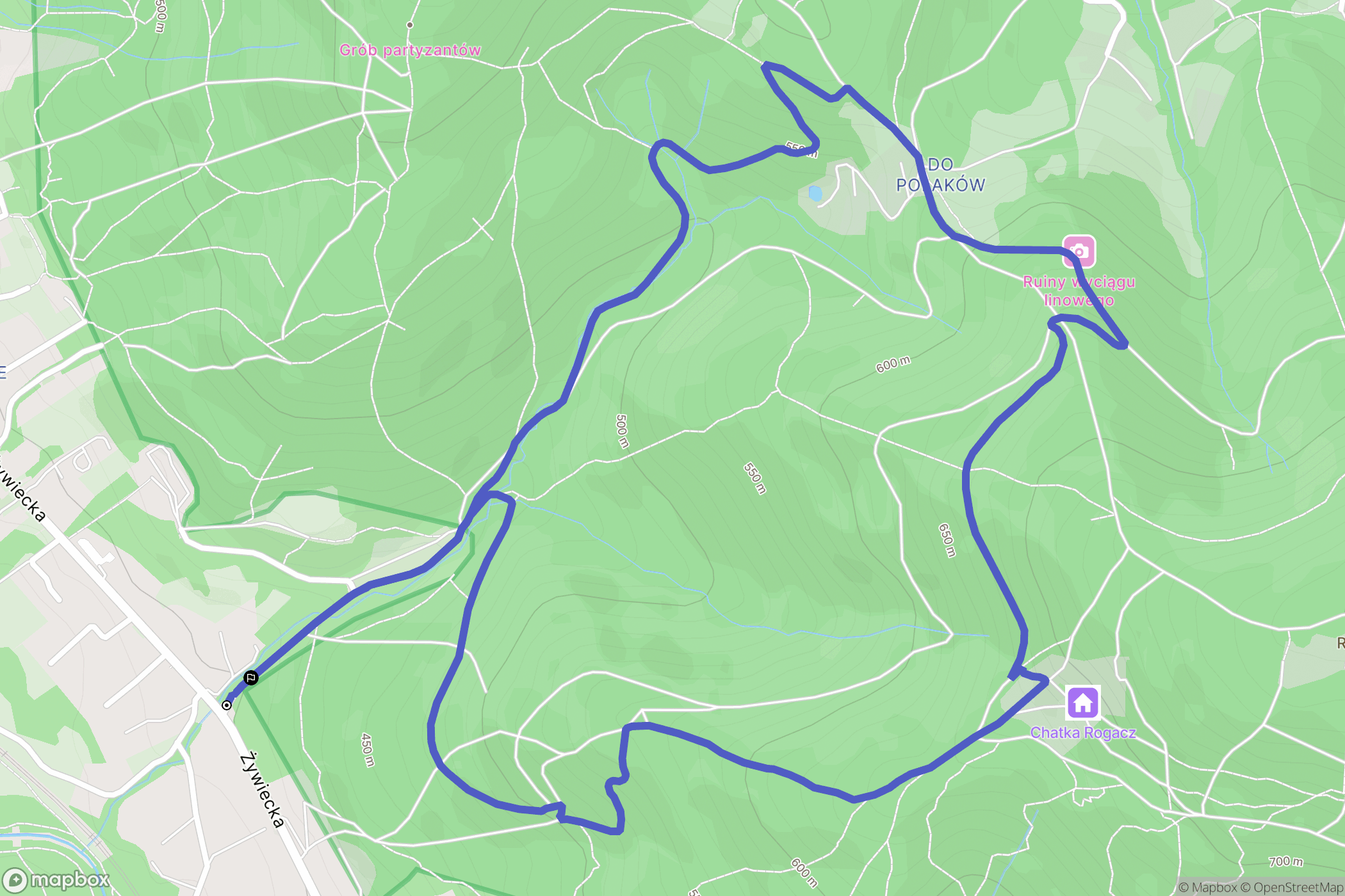 Wilkowice: mapa trasy - Poland