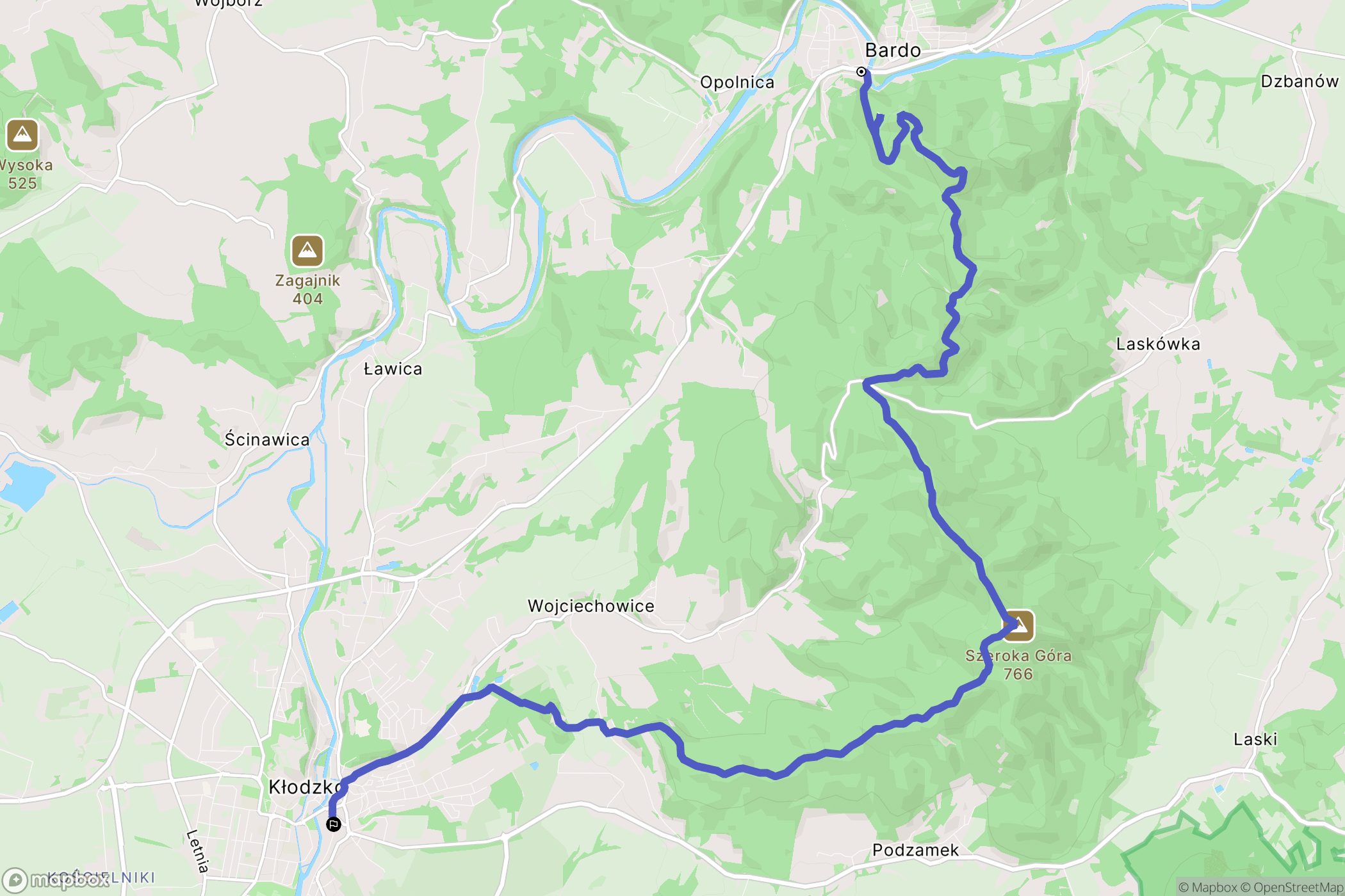 Bardo: mapa trasy - Poland