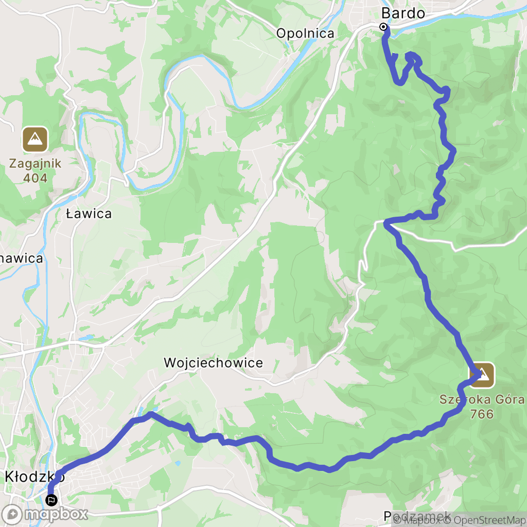 Bardo: mapa trasy - Poland