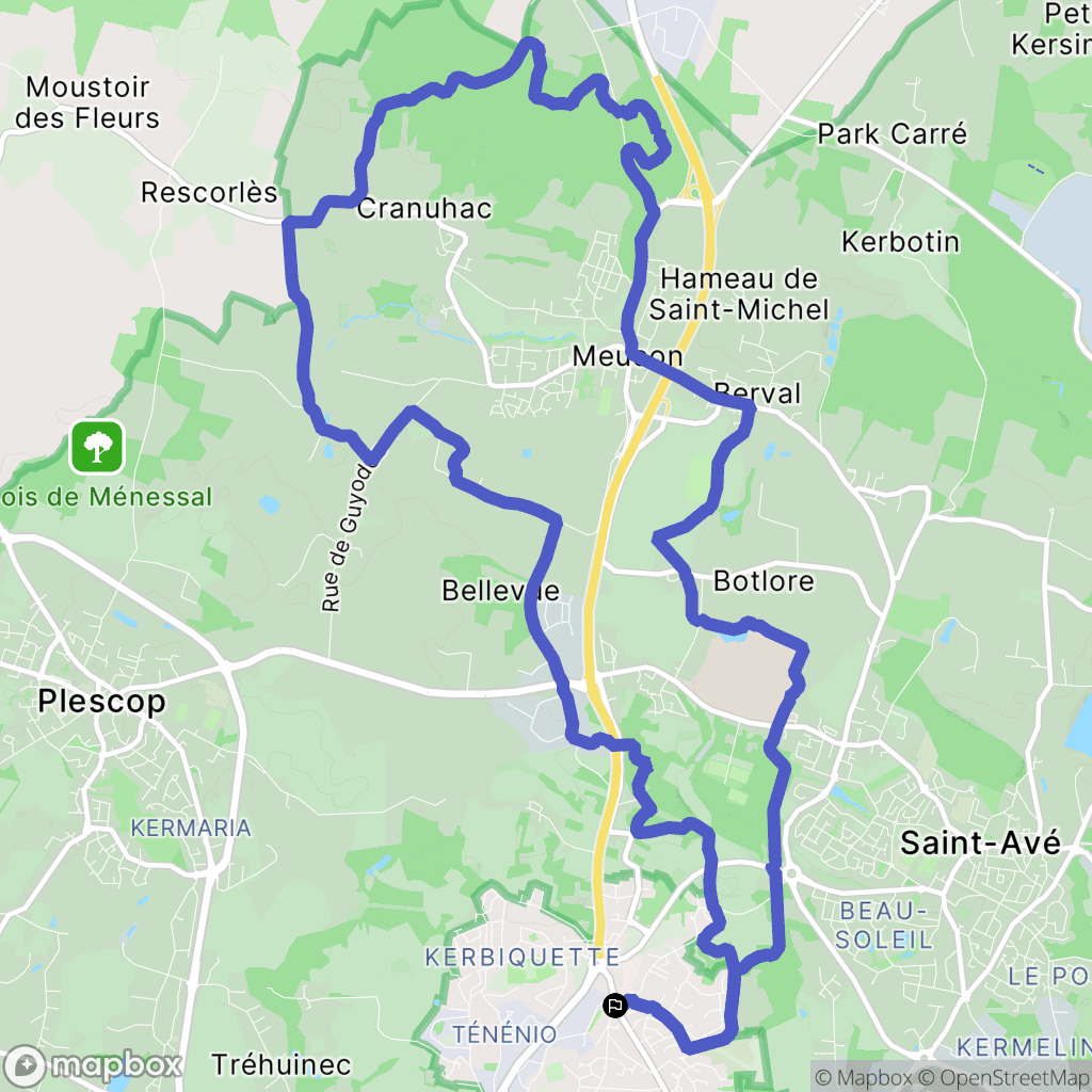 Vannes : carte du parcours de randonnée - France