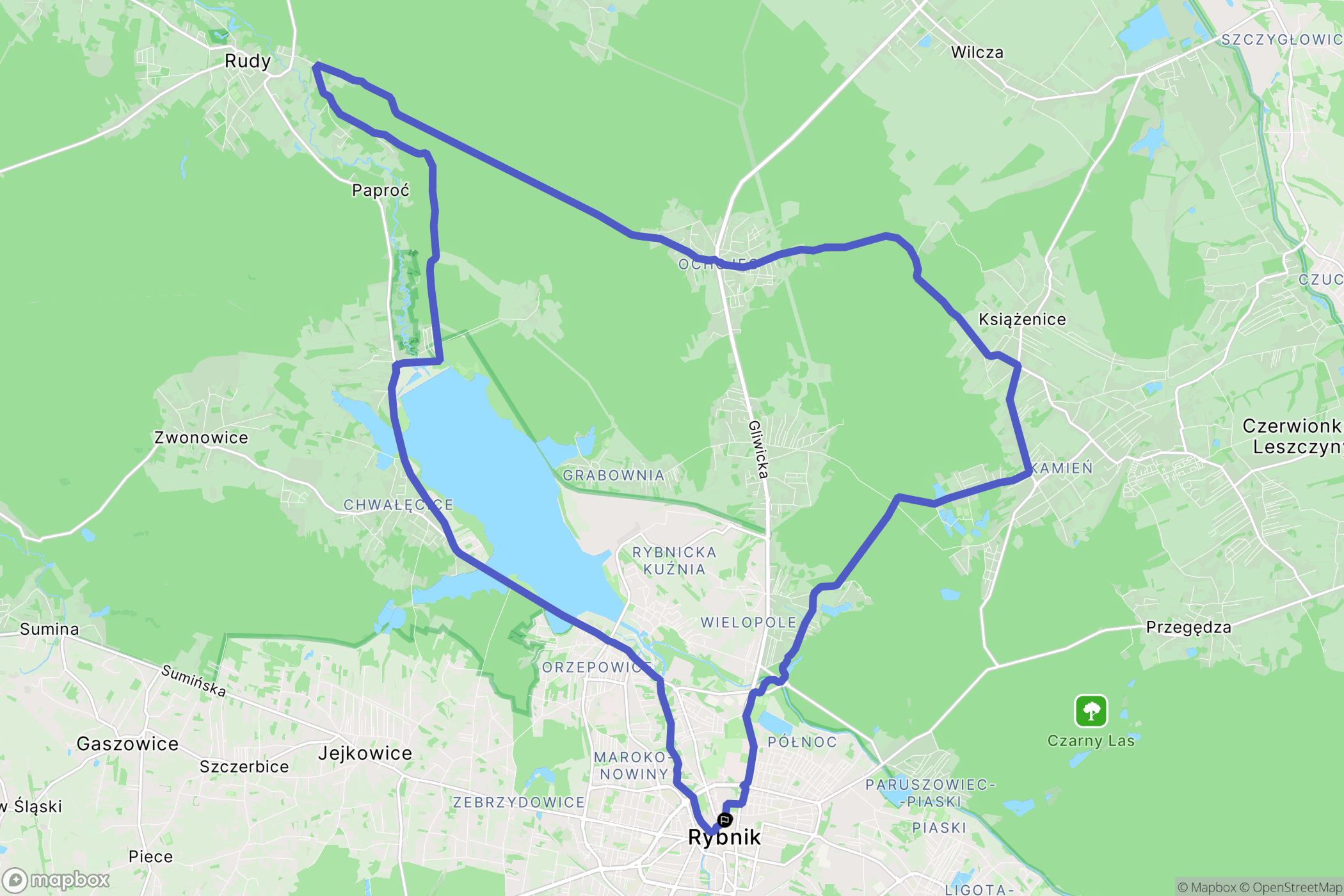 Rybnik: mapa trasy - Poland