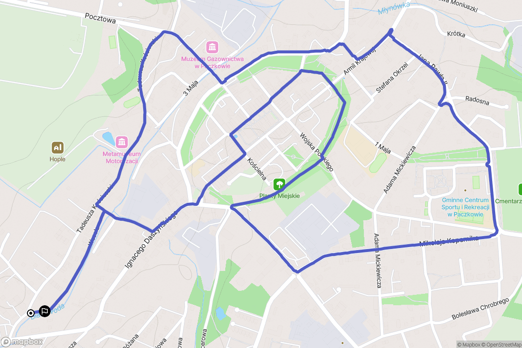 Paczków: mapa trasy - Poland