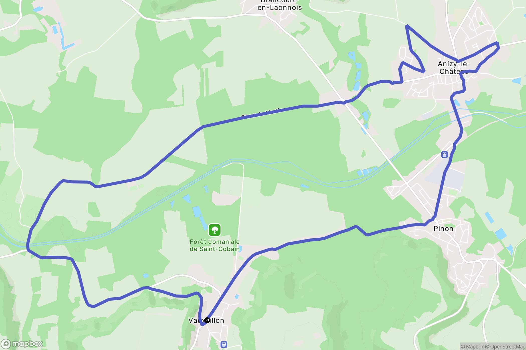 Vauxaillon : carte du parcours de randonnée - France