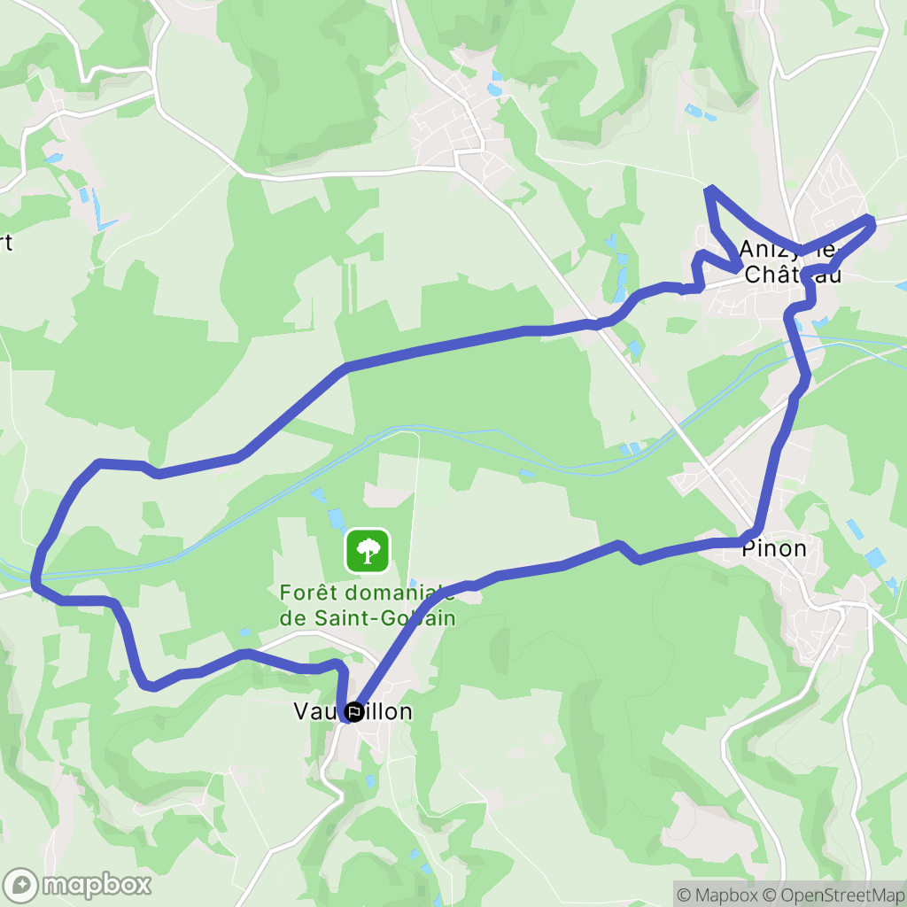 Vauxaillon : carte du parcours de randonnée - France