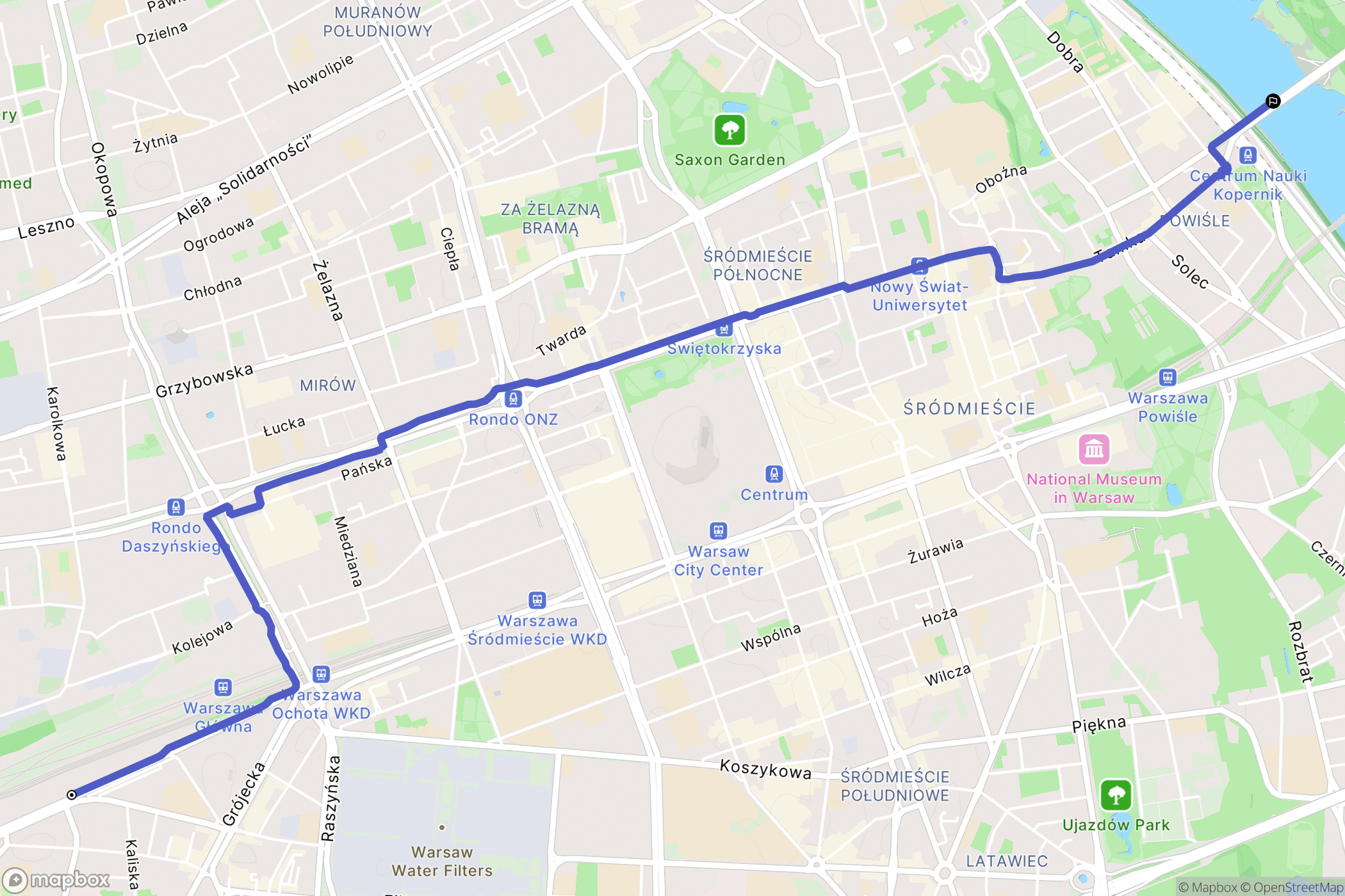 Warszawa: mapa trasy - Poland