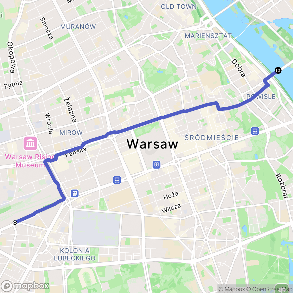 Warszawa: mapa trasy - Poland