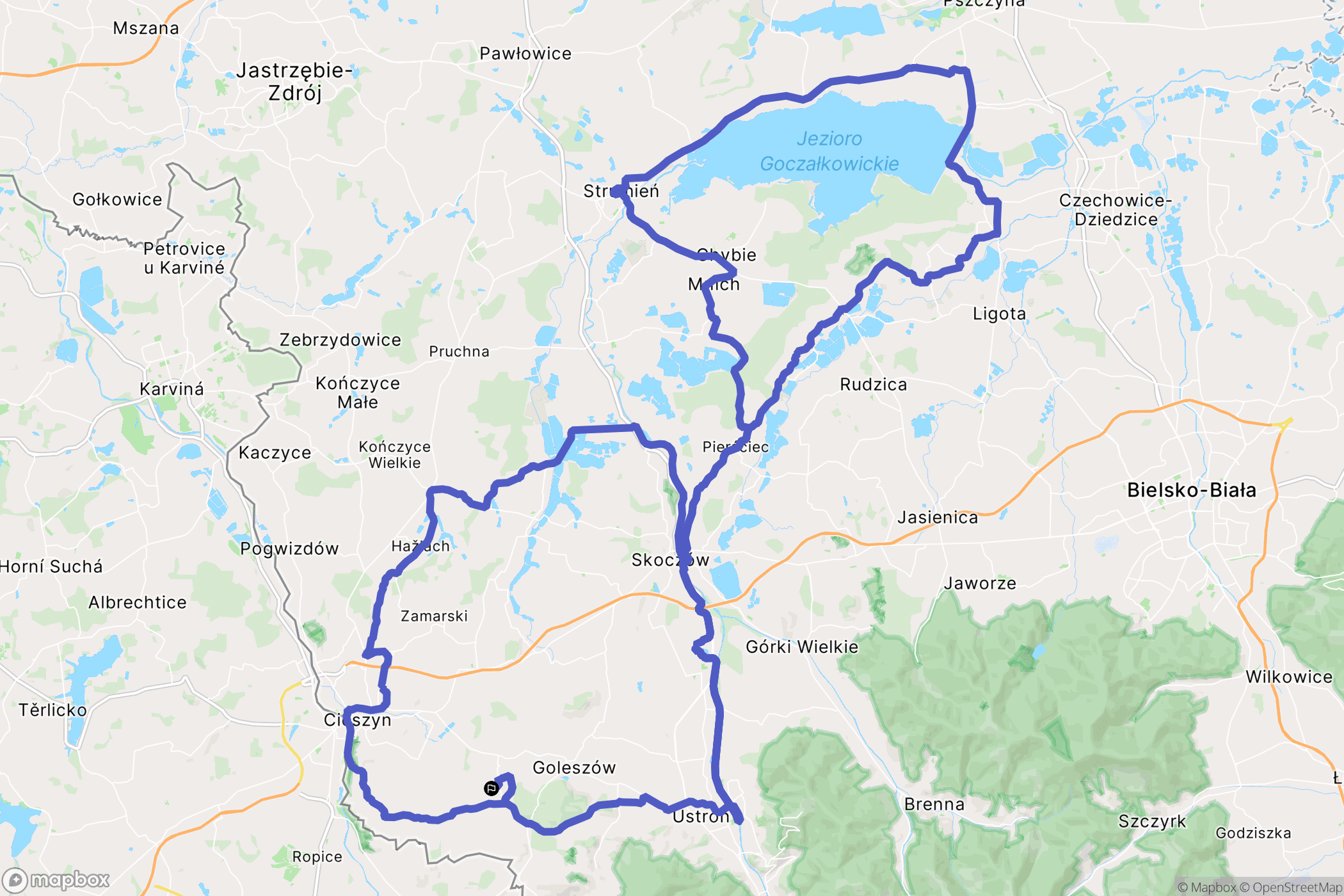 Dzięgielów: mapa trasy - Poland