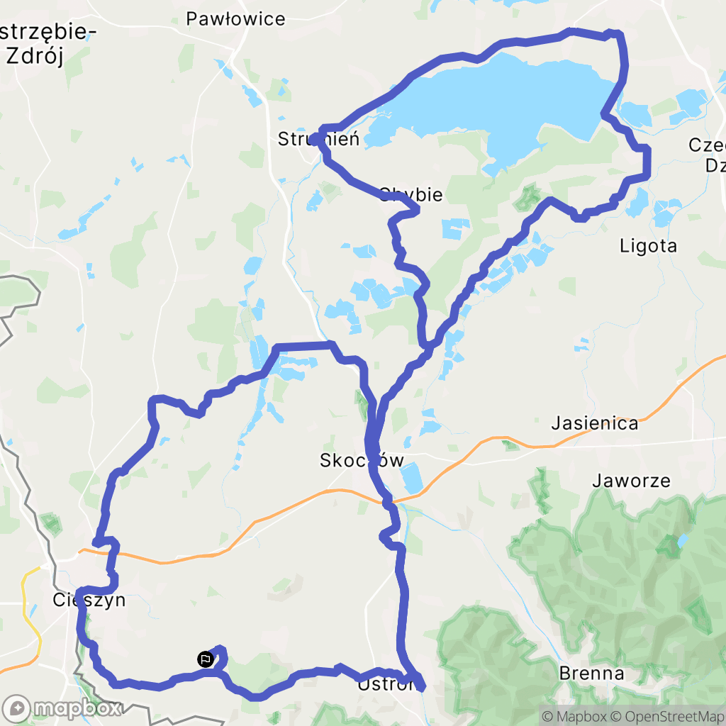 Dzięgielów: mapa trasy - Poland