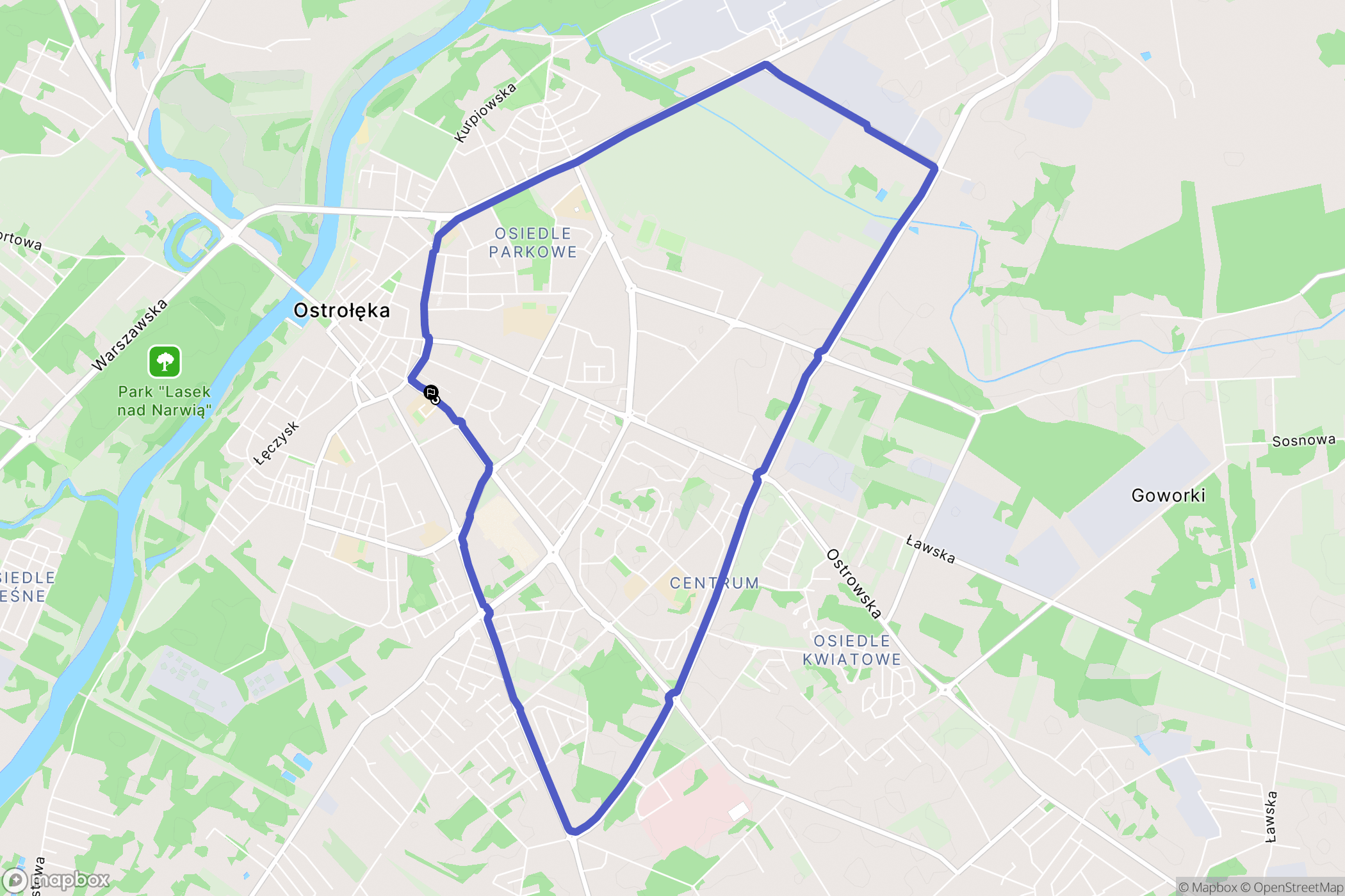 Ostrołęka: mapa trasy - Poland