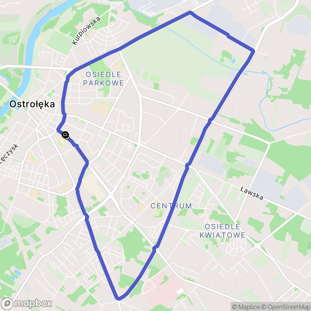 Ostrołęka: mapa trasy - Poland