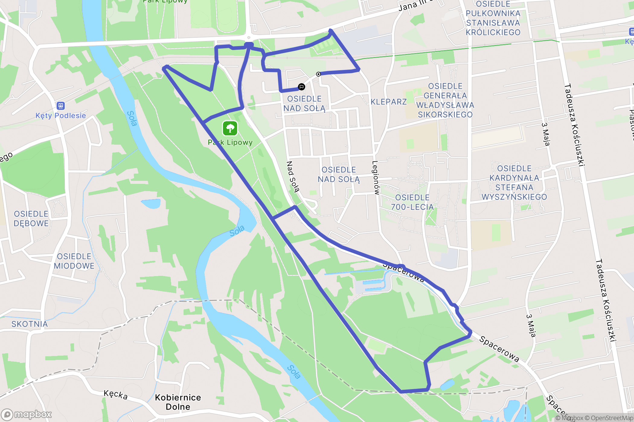 Kęty: mapa trasy - Poland