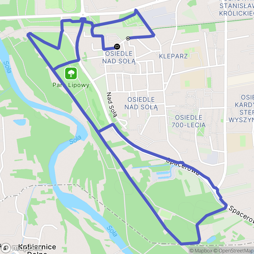 Kęty: mapa trasy - Poland