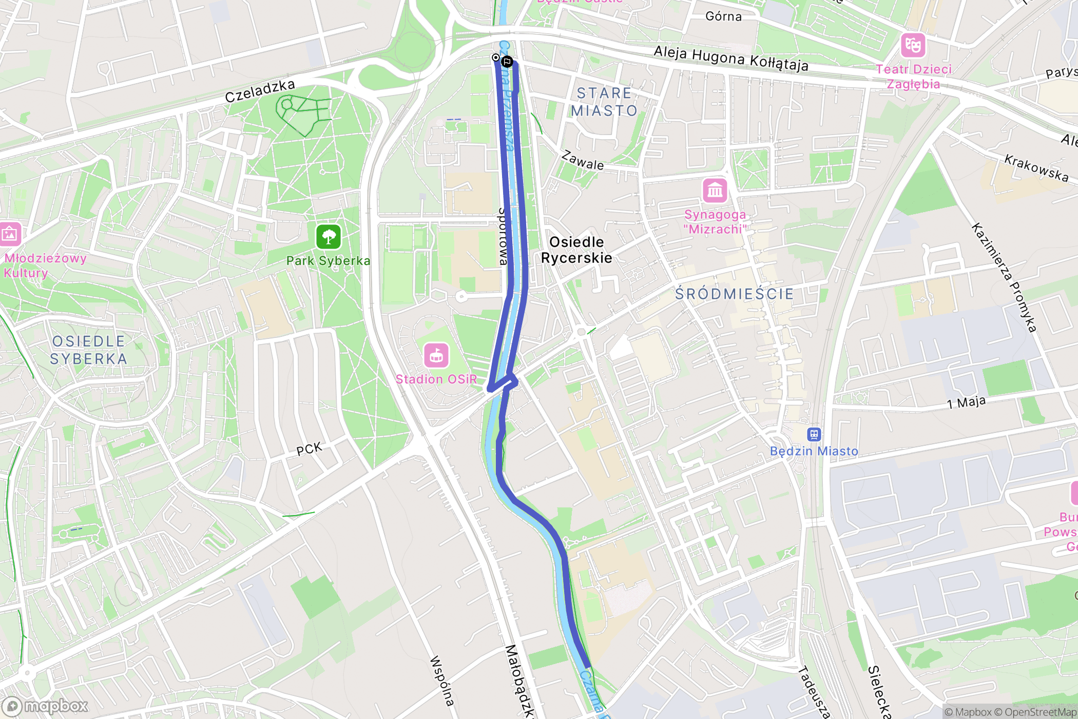 Będzin: mapa trasy - Poland