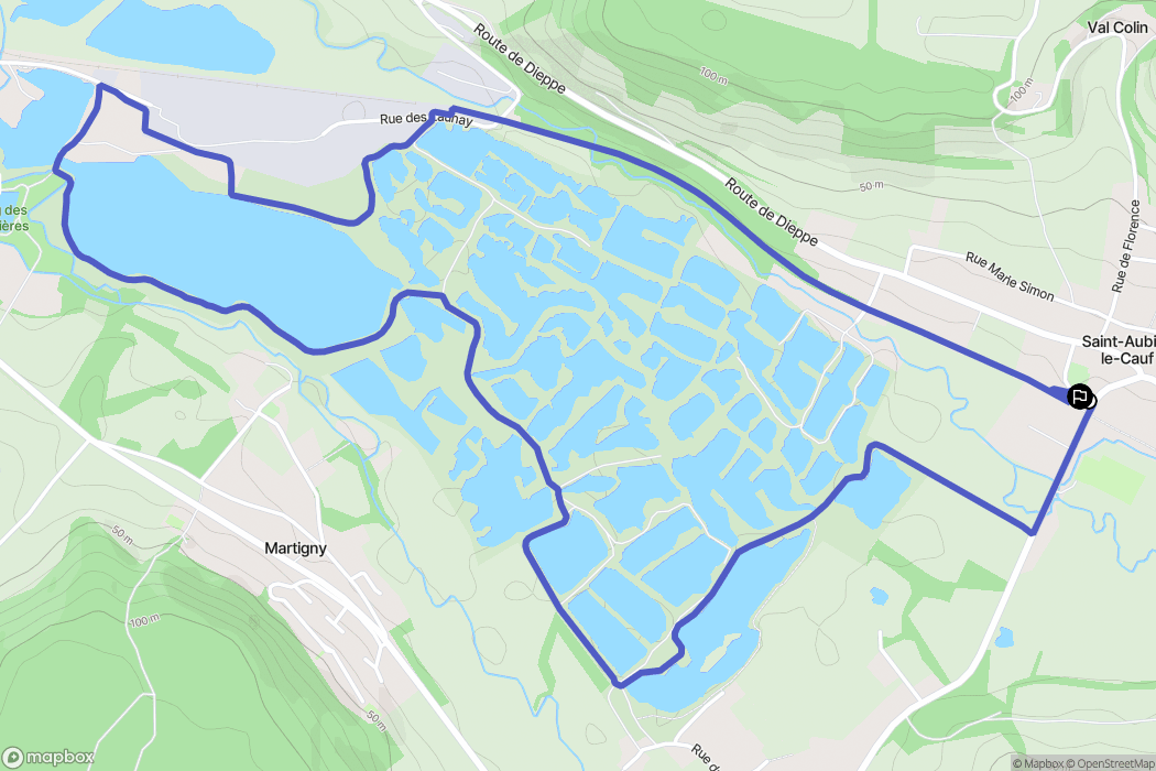 Saint-Aubin-le-Cauf : carte du parcours de randonnée - France