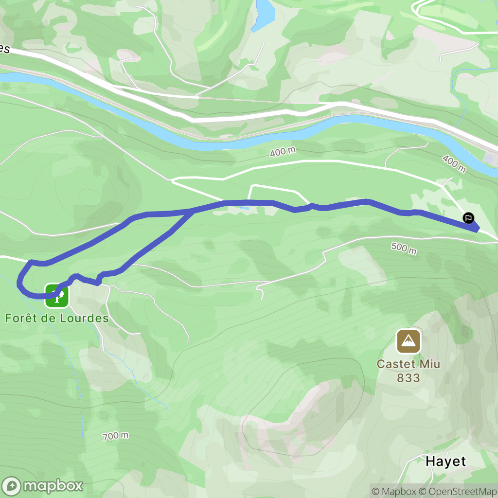 Lourdes : carte du parcours de randonnée - France