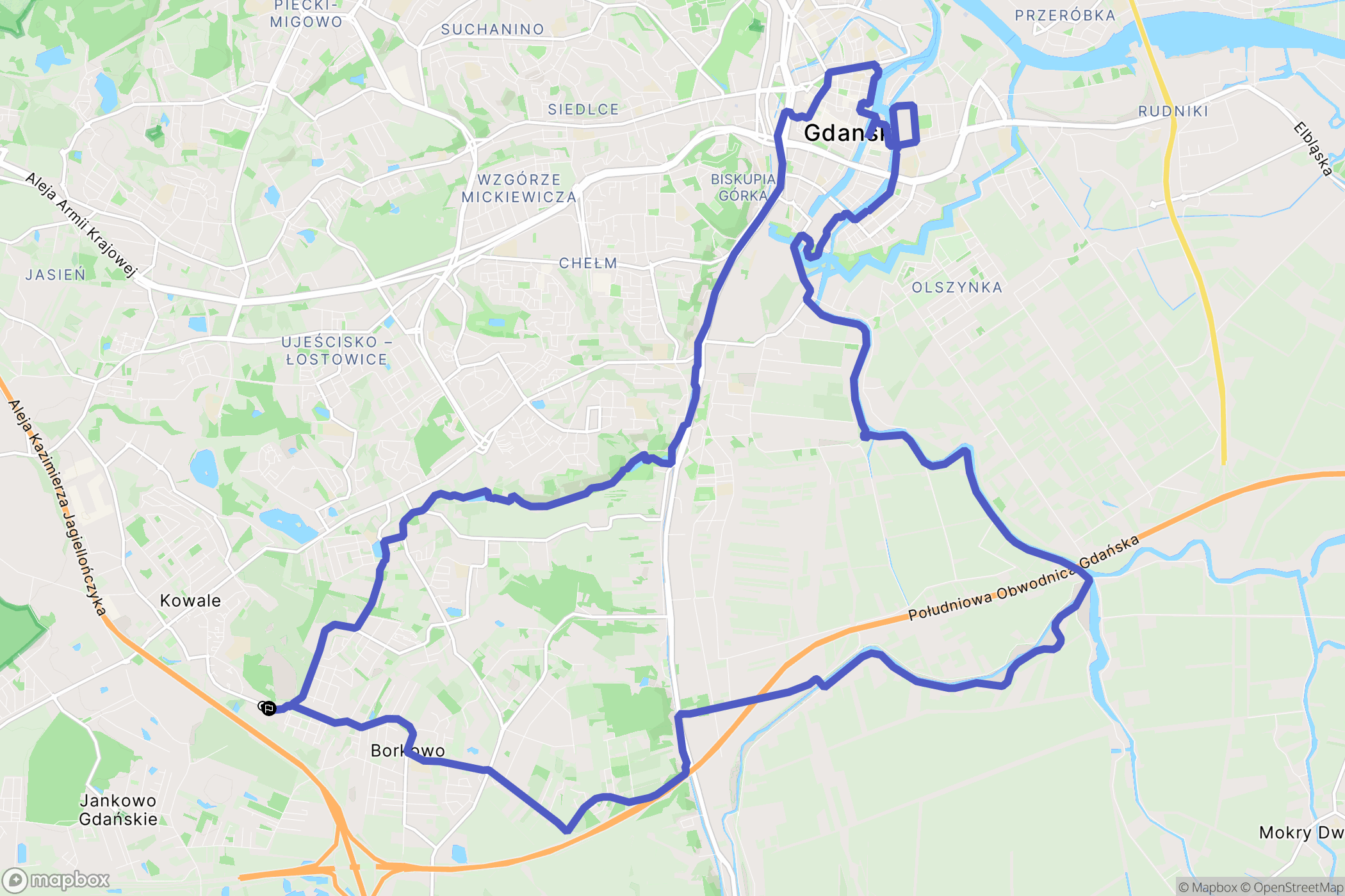 Kowale: mapa trasy - Poland