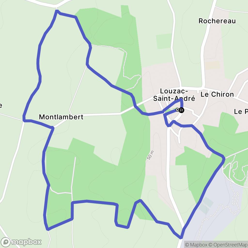 Louzac-Saint-André : carte du parcours de randonnée - France